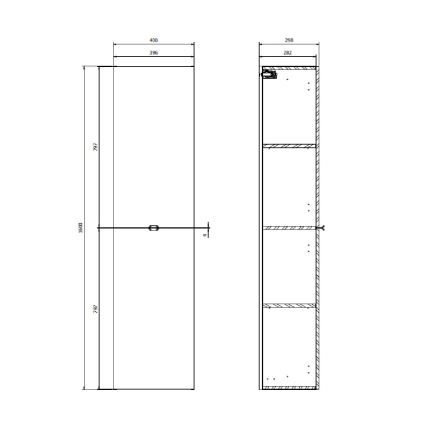 Cersanit S598-049-DSM - Ripustettava kylpyhuonekaappi MALIKA 160x40 cm tammi