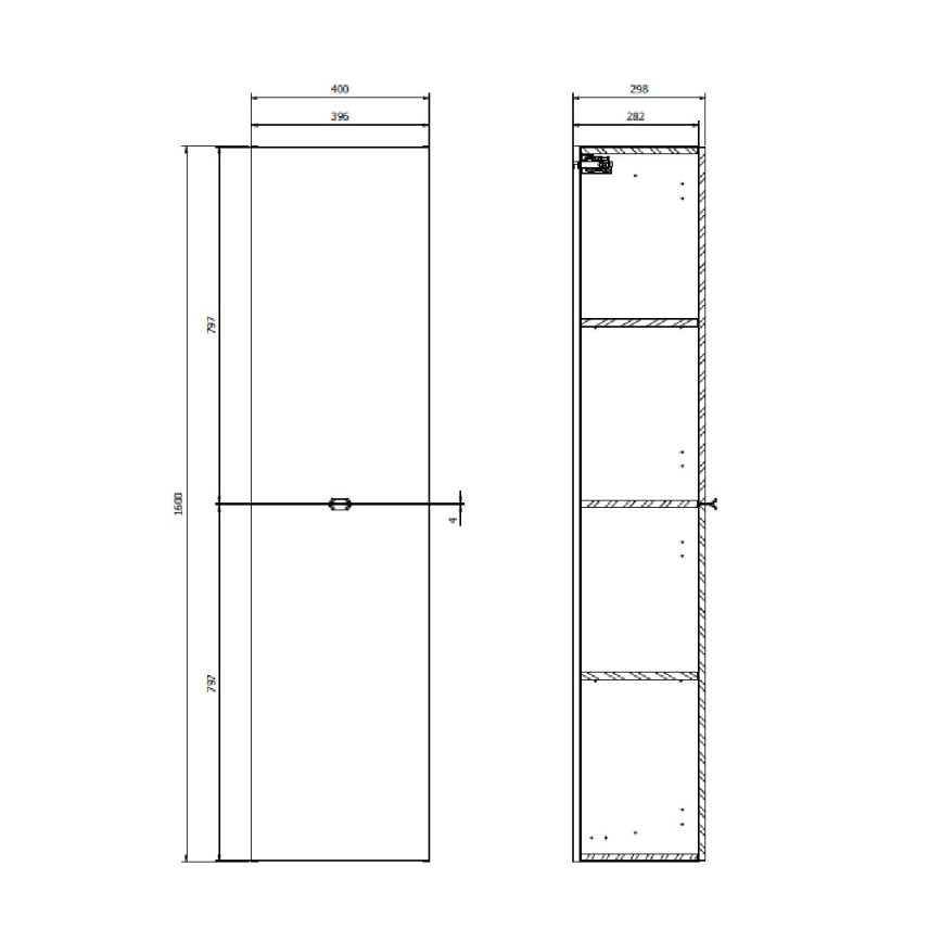 Cersanit S598-049-DSM - Ripustettava kylpyhuonekaappi MALIKA 160x40 cm tammi