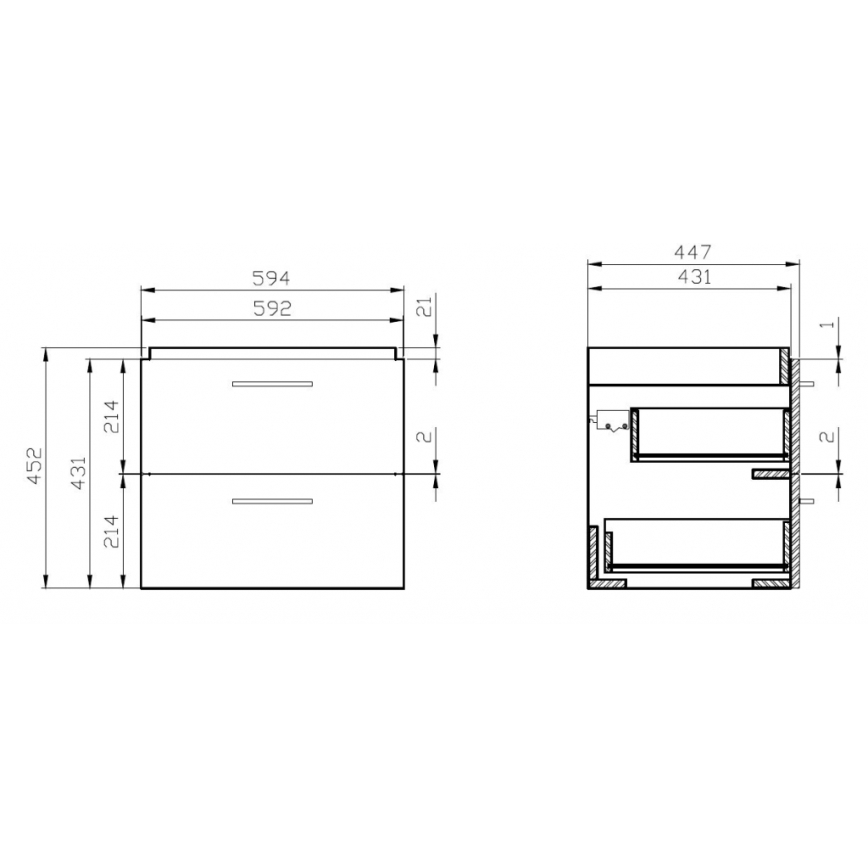 Cersanit S801-147-DSM - Seinäasennettava kylpyhuonekaappi pesualtaalla LARA 60x45 cm, valkoinen