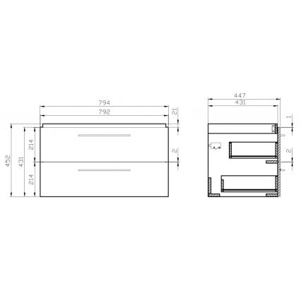 Cersanit S801-149-DSM - Seinäasennettava kylpyhuonekaappi pesualtaalla LARA 80x46x45 cm valkoinen