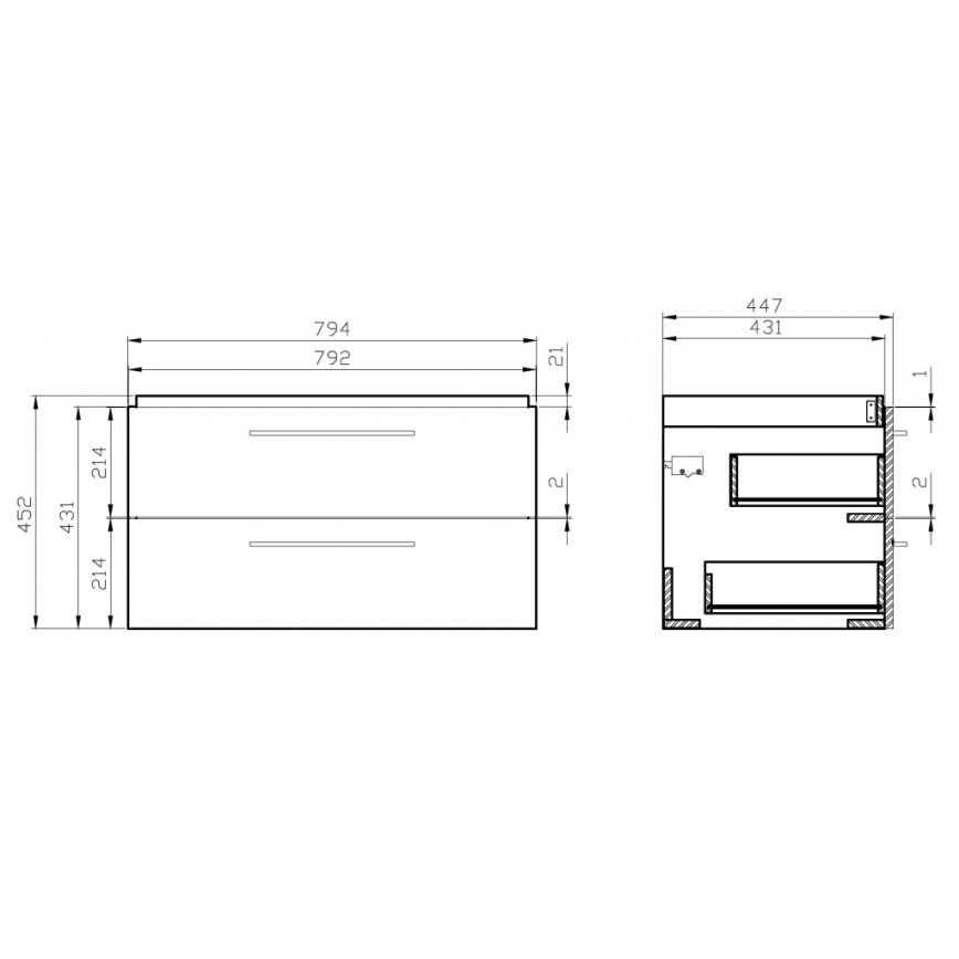 Cersanit S801-149-DSM - Seinäasennettava kylpyhuonekaappi pesualtaalla LARA 80x46x45 cm valkoinen