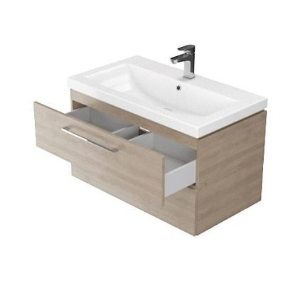 Cersanit S801-154-DSM - Seinälle asennettava kylpyhuonekaappi pesualtaalla LARA 80x46x45 cm pähkinä