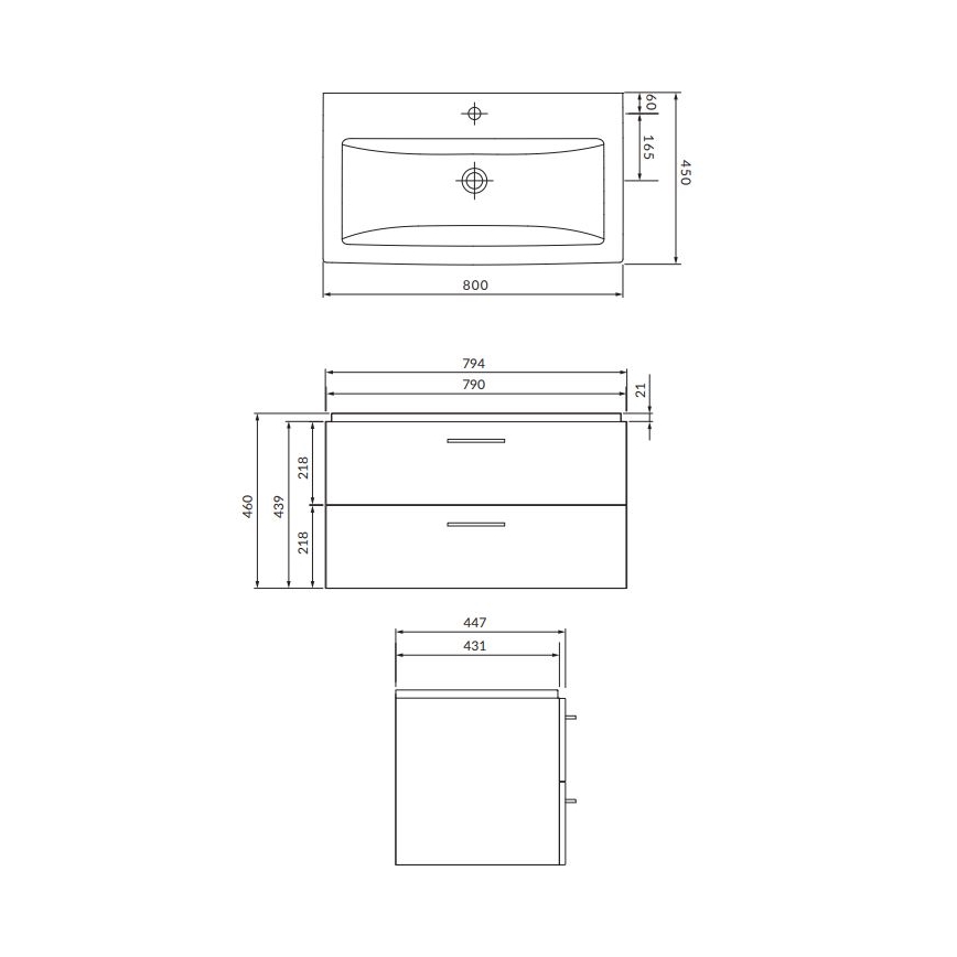 Cersanit S801-154-DSM - Seinäkiinnitteinen LARA-kylpyhuonekaappi pesualtaalla 80x45 cm pähkinä