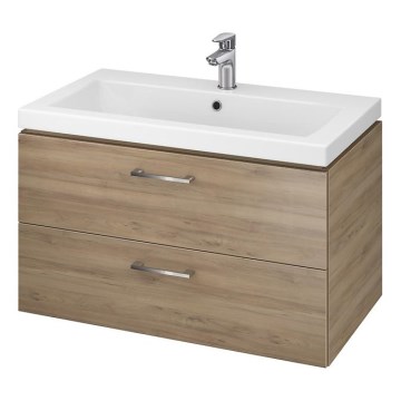 Cersanit S801-154-DSM - Seinälle asennettava kylpyhuonekaappi pesualtaalla LARA 80x46x45 cm pähkinä