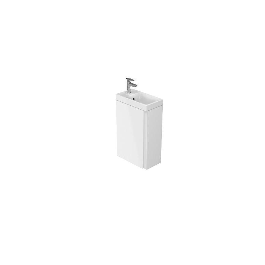 Cersanit S801-218-DSM - MODUO SLIM 40 x 22 cm seinään asennettava kylpyhuonekaappi pesualtaalla, kiiltävä valkoinen