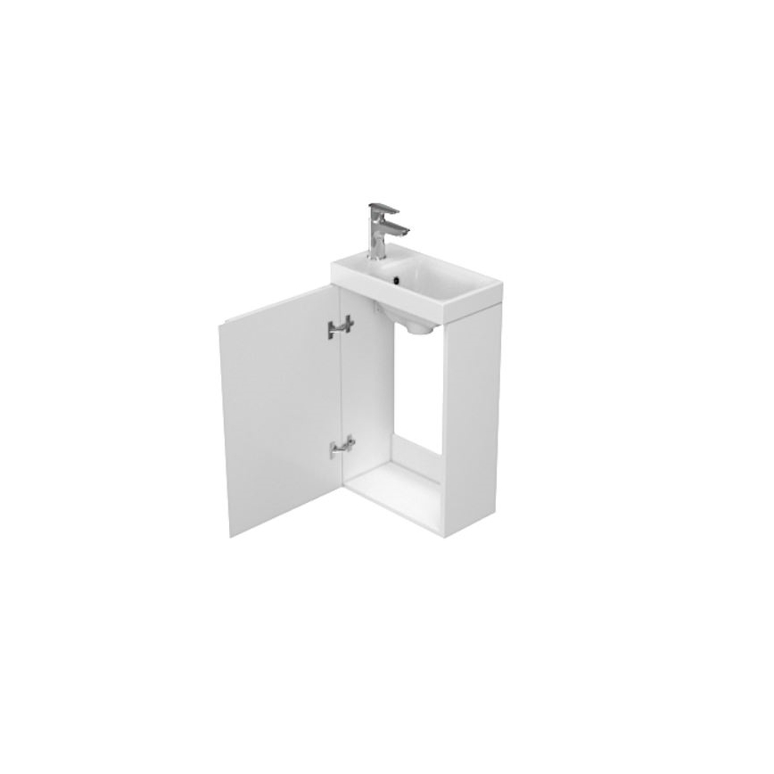 Cersanit S801-218-DSM - MODUO SLIM 40 x 22 cm seinään asennettava kylpyhuonekaappi pesualtaalla, kiiltävä valkoinen