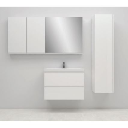 Cersanit S801-225-DSM - Seinäkiinnitteinen kylpyhuoneen kaappi pesualtaalla MODUO SLIM 80x57x38 cm kiiltävän valkoinen