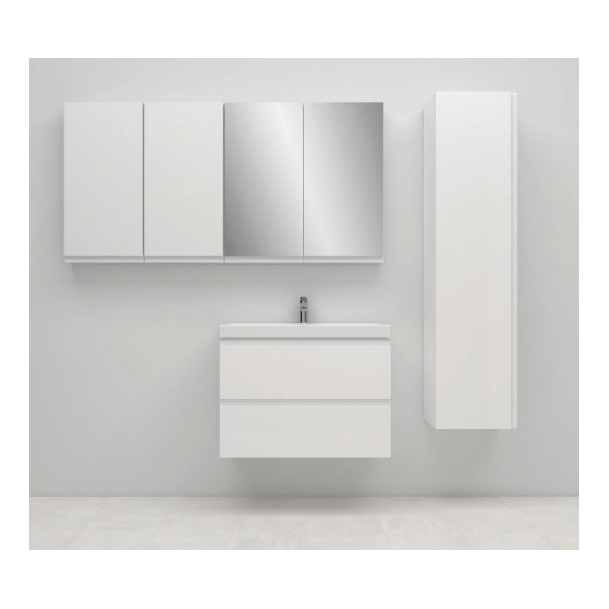 Cersanit S801-225-DSM - Seinäkiinnitteinen kylpyhuoneen kaappi pesualtaalla MODUO SLIM 80x57x38 cm kiiltävän valkoinen
