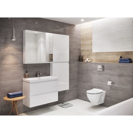 Cersanit S801-225-DSM - Seinäkiinnitteinen kylpyhuoneen kaappi pesualtaalla MODUO SLIM 80x57x38 cm kiiltävän valkoinen