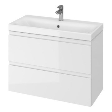 Cersanit S801-225-DSM - Seinäkiinnitteinen kylpyhuoneen kaappi pesualtaalla MODUO SLIM 80x57x38 cm kiiltävän valkoinen