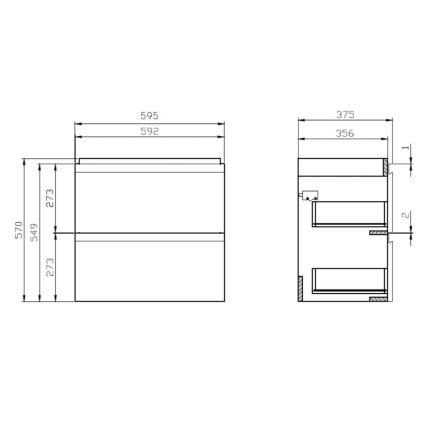 Cersanit S801-227-DSM - Seinään asennettava kylpyhuonekaappi pesualtaalla MODUO SLIM 60x57x38 cm kiiltävä valkoinen