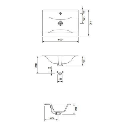 Cersanit S801-309-DSM - Seinään kiinnitettävä kylpyhuoneen allaskaappi NIKO 60 x 45 cm, valkoinen