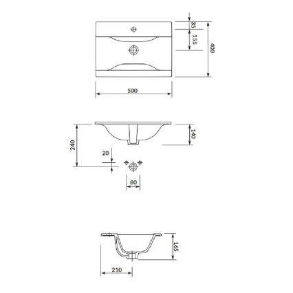 Cersanit S801-456 - NIKO 50x40 cm seinään asennettava kylpyhuonekaappi pesualtaalla, valkoinen