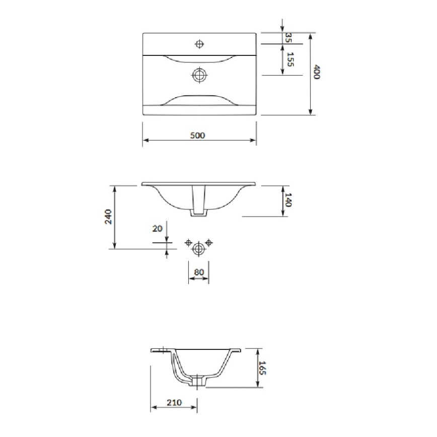 Cersanit S801-456 - NIKO 50x40 cm seinään asennettava kylpyhuonekaappi pesualtaalla, valkoinen
