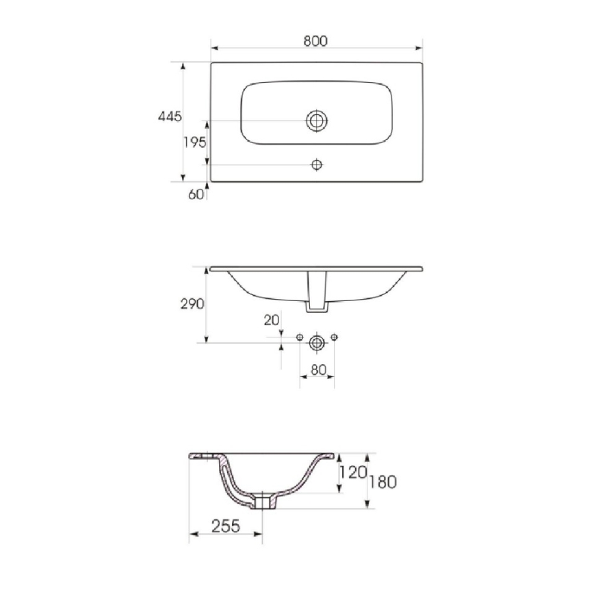 Cersanit S801-538 - Seinään asennettava kylpyhuonekaappi pesualtaalla NIKO 80 x 45 cm, valkoinen
