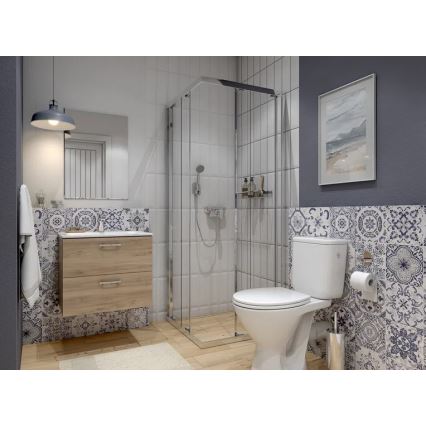 Cersanit S801-539 - Seinäasennettava pesualtaallinen kylpyhuonekaappi NIKO 80x45 cm pähkinä