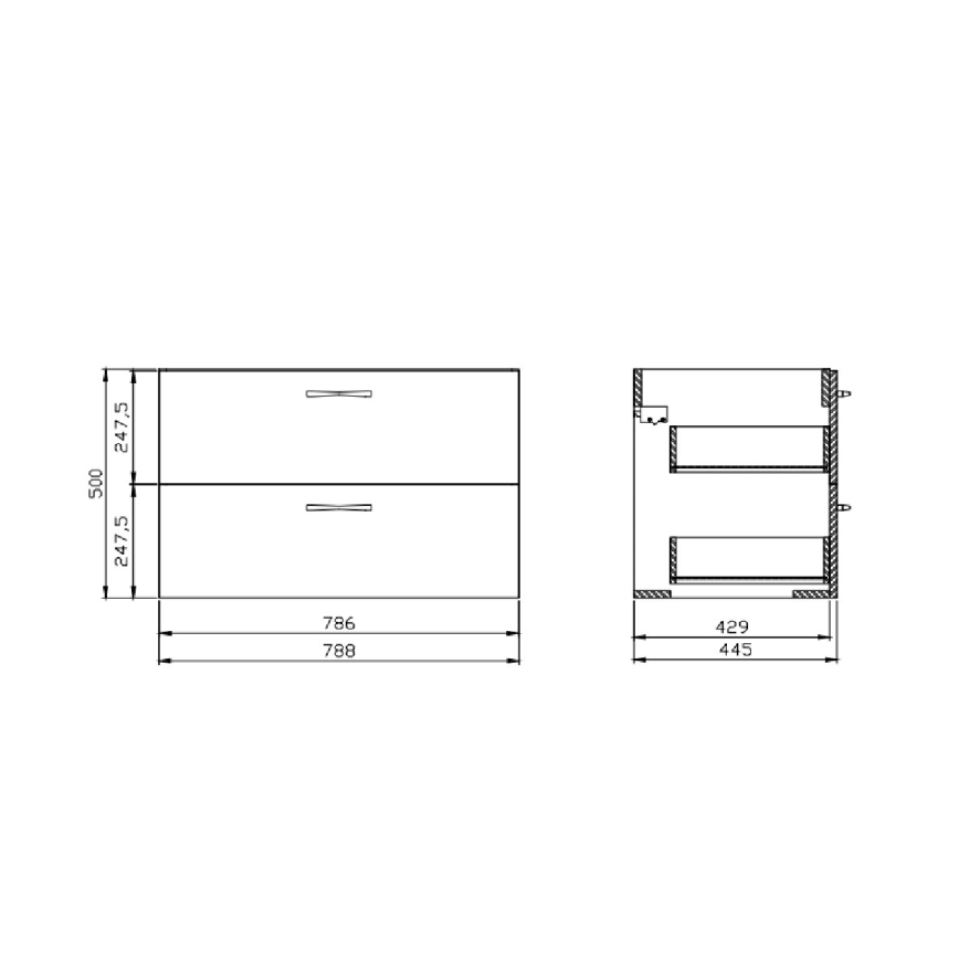 Cersanit S801-539 - Seinäasennettava pesualtaallinen kylpyhuonekaappi NIKO 80x45 cm pähkinä