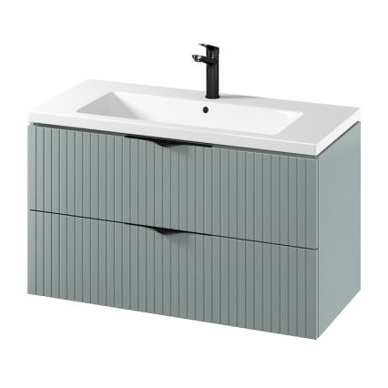 Cersanit S801-546 - Seinäasennettava kylpyhuonekaappi pesualtaalla TIRSO 100x60x45 cm mintunvihreä