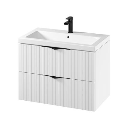 Cersanit S801-547 - Seinään asennettava kylpyhuoneen allaskaappi pesualtaalla TIRSO 80x45 cm valkoinen