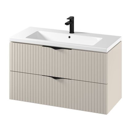 Cersanit S801-548 - TIRSO seinäasennettava kylpyhuonekaappi pesualtaalla 100x60x45 cm beige