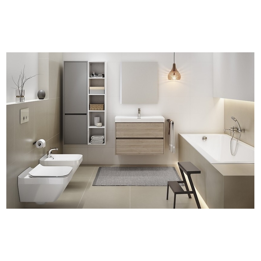 Cersanit S924-008 - Seinälle asennettava kylpyhuoneen allaskaappi CREA 60x54x45 cm tammi