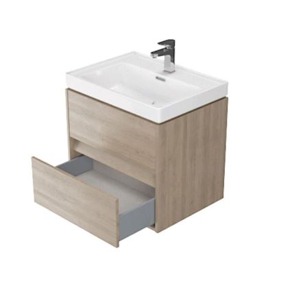 Cersanit S924-008 - Seinälle asennettava kylpyhuoneen allaskaappi CREA 60x54x45 cm tammi