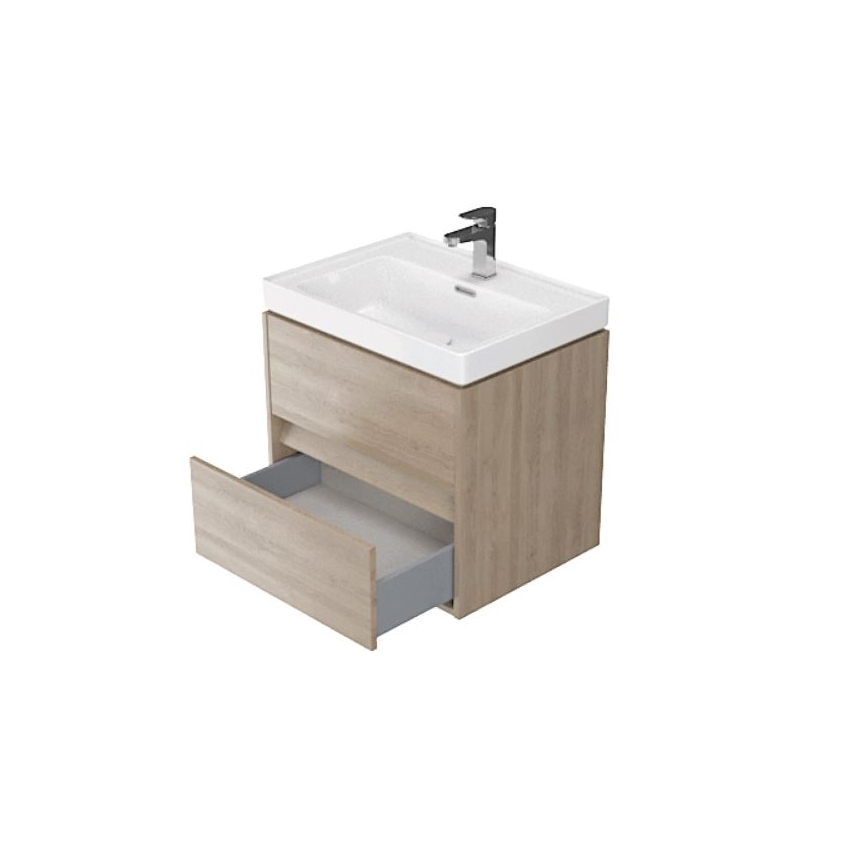Cersanit S924-008 - Seinälle asennettava kylpyhuoneen allaskaappi CREA 60x54x45 cm tammi