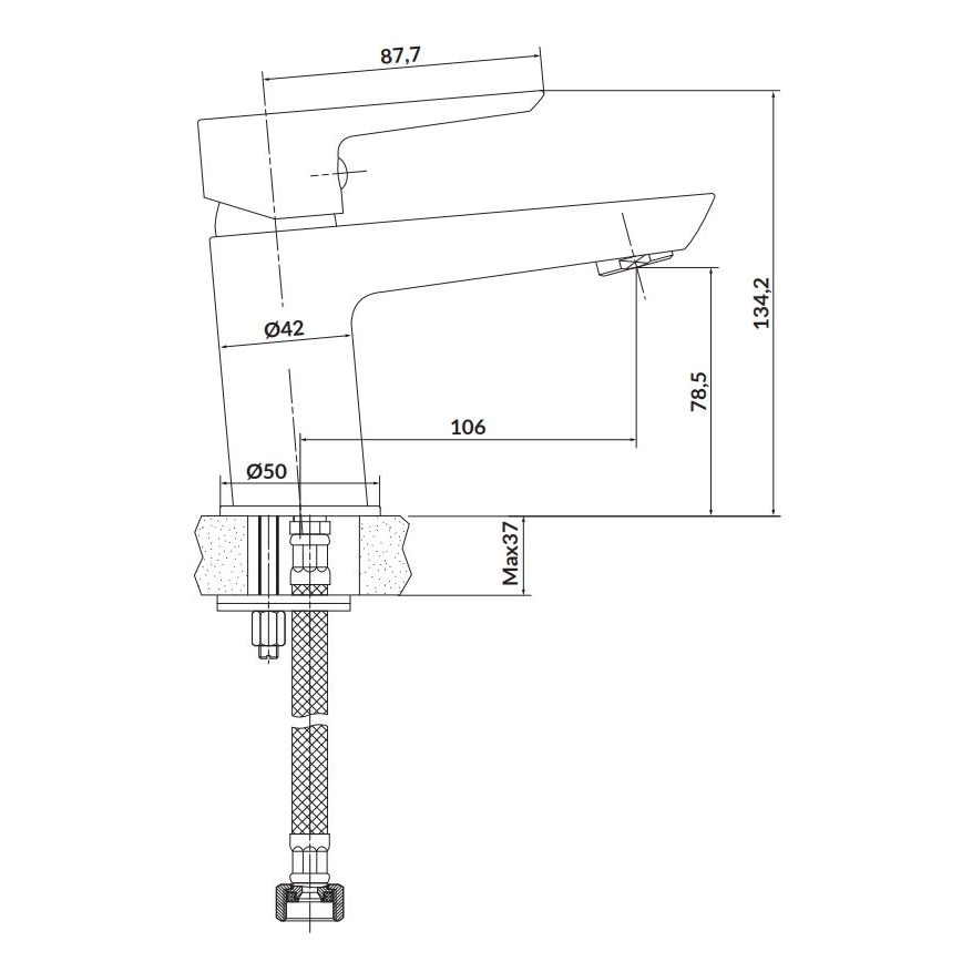 Cersanit S951-048 - Altaan hana MILLE 13,4 cm musta + jäte