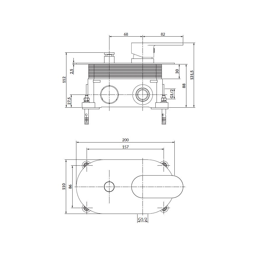 Cersanit S951-305 -Suihkuhana piiloasennukseen CREA kiiltävä kromi
