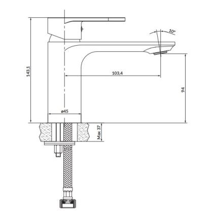 Cersanit S951-331 - Altaan hana CREA 14,3 cm musta