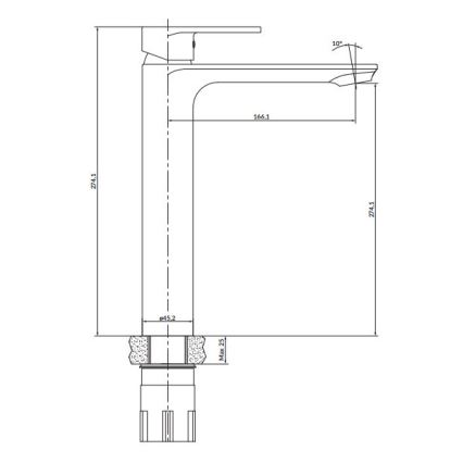 Cersanit S951-332 - Altaan hana CREA 27,4 cm musta