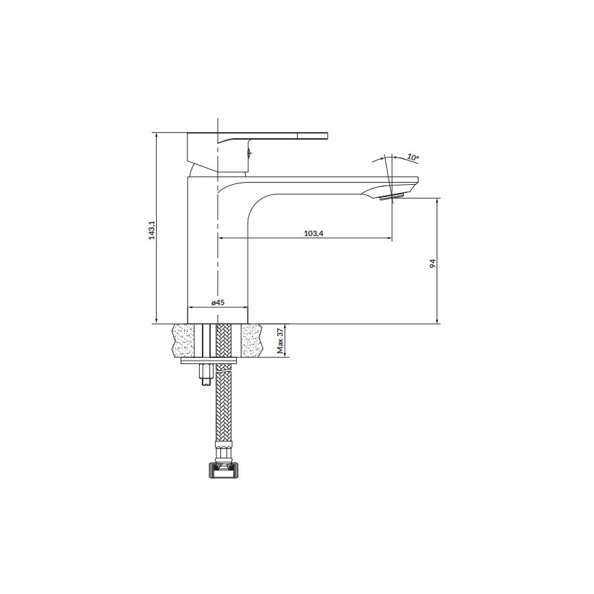 Cersanit S951-334 - Altaan hana CREA 14,3 cm nikkeli