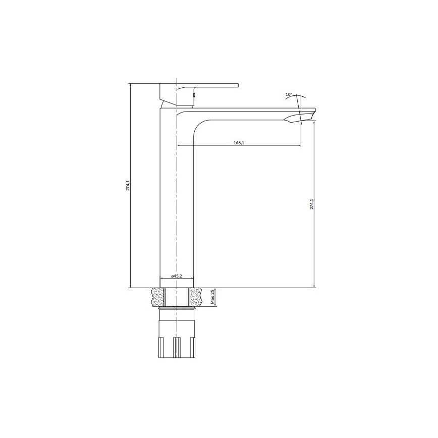 Cersanit S951-335 - Altaan hana CREA 27,4 cm nikkeli