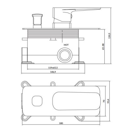 Cersanit S951-373 - Suihkuhana piiloasennukseen LARGA musta