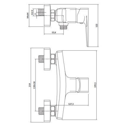 Cersanit S951-382 - Suihkuhana LARGA musta