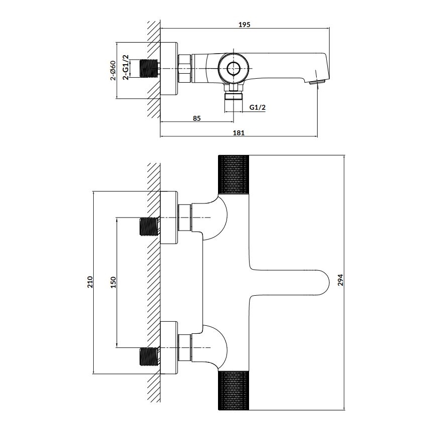 Cersanit S951-566 - Termostaattinen kylpyhuoneen hana ZEN musta