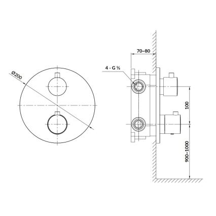 Cersanit S951-567 - Termostaattinen suihkuhana piiloasennukseen ZEN musta