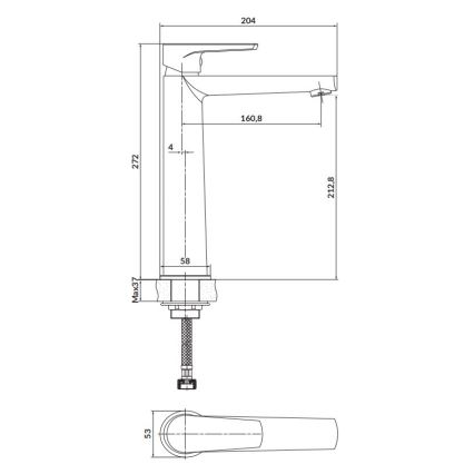 Cersanit S951-585 - MODUO 27,2 cm pesuallashana musta