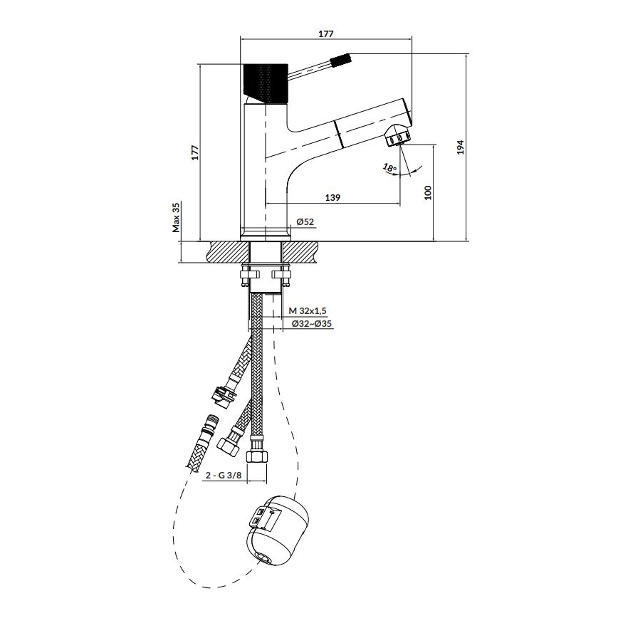 Cersanit S951-594 - Altaan hana ZEN 19,4 cm kiiltävä kromi