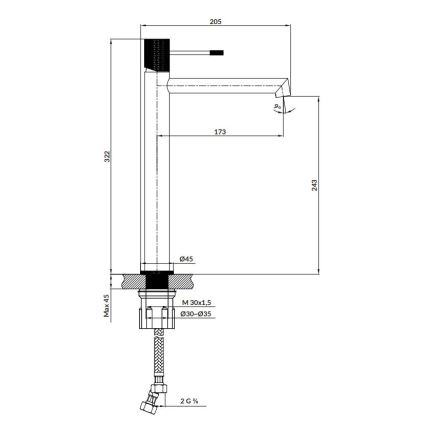 Cersanit S951-596 - Altaan hana ZEN 32,2 cm musta