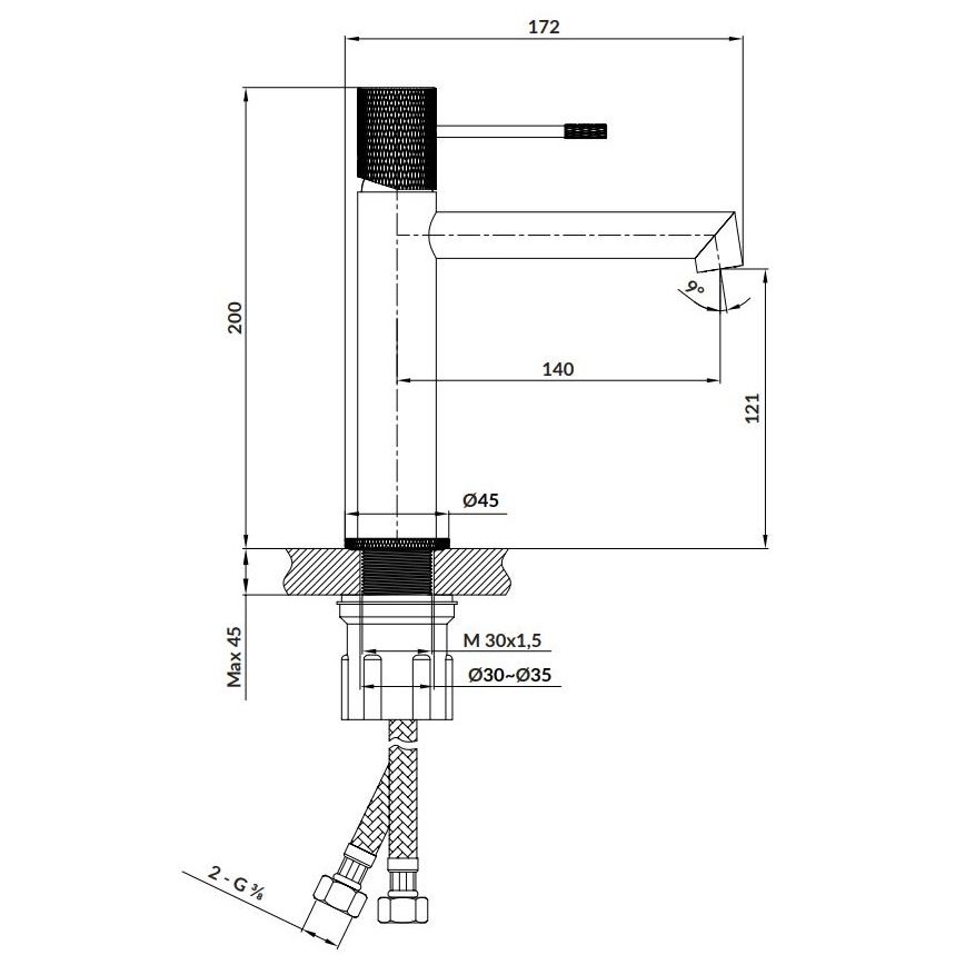 Cersanit S951-598 - Pesuallashana ZEN 20 cm musta