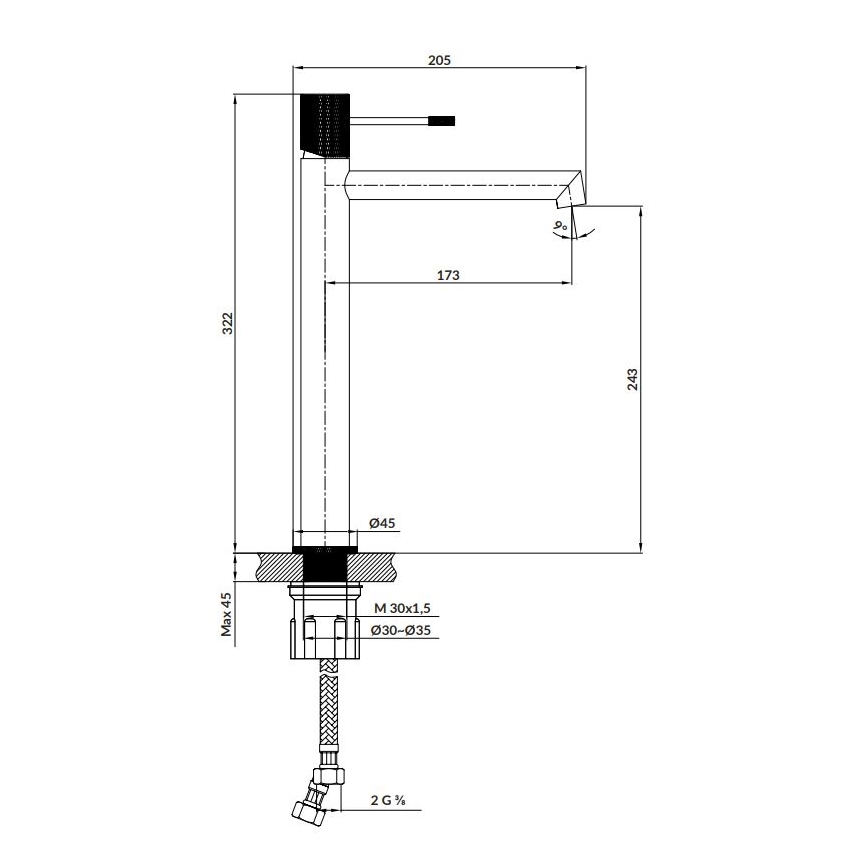 Cersanit S951-599 - Altaan hana ZEN 32,2 cm musta