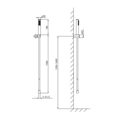 Cersanit S951-618 - Suihkusetti ZEN musta