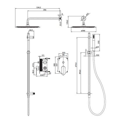 Cersanit S952-008 - Suihkusetti upotettavalla CREA-sekoittajalla, kiiltävä kromi