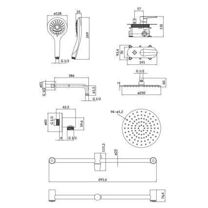 Cersanit S952-011 - Suihkusetti MODUO upotettavalla hanalla, kiiltävä kromi