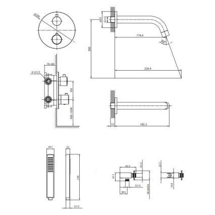 Cersanit S952-034 - Kylpyammeen setti termostaattisella upotettavalla ZEN-sekoittajalla, kiiltävä kromi