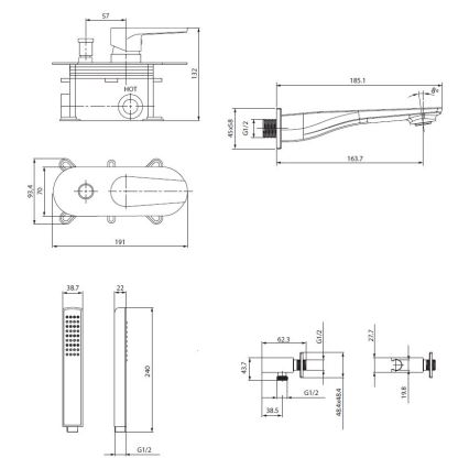 Cersanit S952-037 - Kylpyammeen setti upotettavalla MILLE-sekoittajalla, kiiltävä kromi