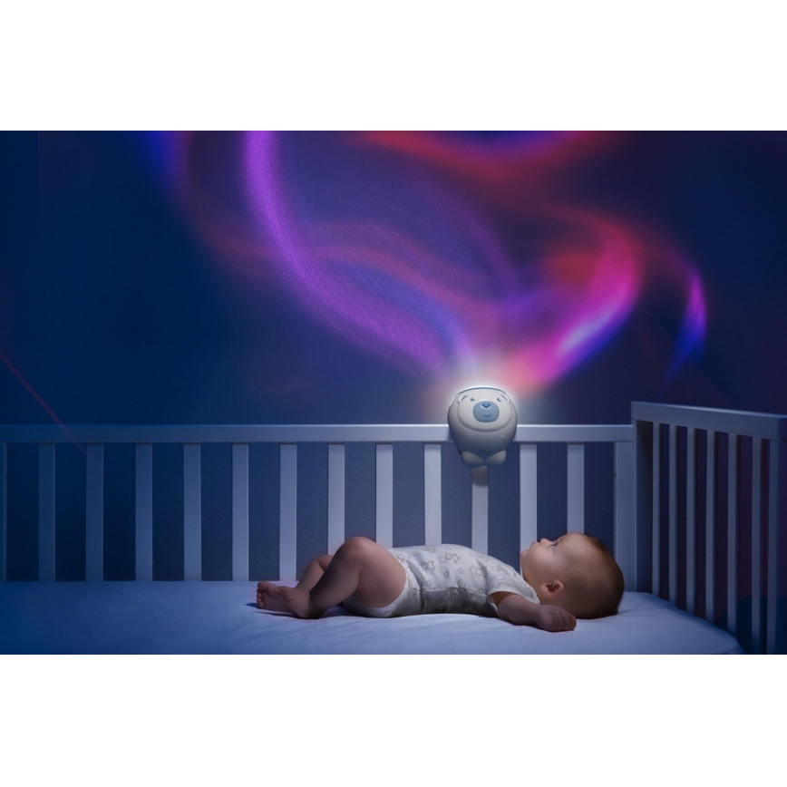 Chicco - Lasten projektori 2-in-1 POLAR BEAR 3xAA sininen