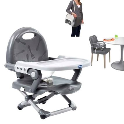 Chicco - Lasten kannettava tuolin korokeistuin POCKET SNACK harmaa
