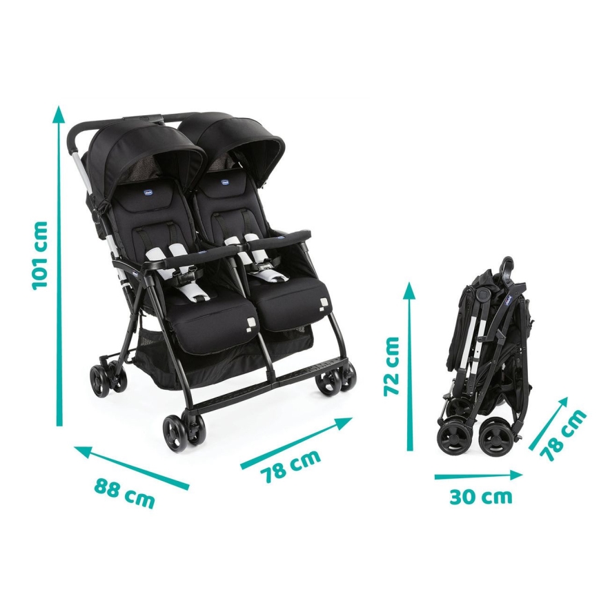 Chicco - Lastenrattaat kaksosille OHLALA TWIN Black Yö musta